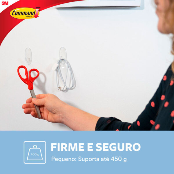 Gancho Adesivo de Plástico Incolor Command 3M até 450g - Imagem 2