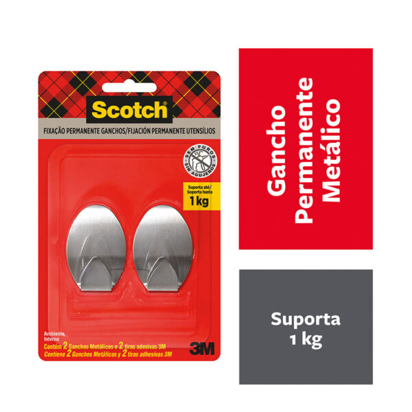 Gancho Adesivo de Metal Scotch 3M até 1,5kg - Imagem 3