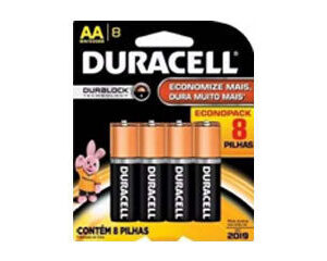 Pilha Alcalina Pequena AA MN1500 Duracell 8 Unidades