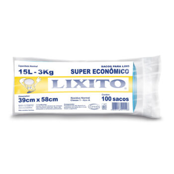 Saco de Lixo Econômico Azul 15L Lixito 100 unidades