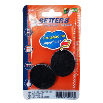 Feltro Protetor Adesivo Redondo Preto Betters 37x3mm - 8 Peças