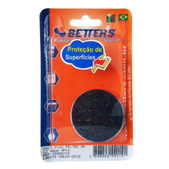 Feltro Protetor Adesivo Redondo Preto Betters 46x3mm - 4 Peças