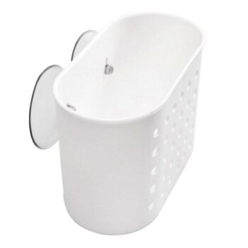 Cesto Porta Shampoo Plástico Branco com Ventosa São Bernardo