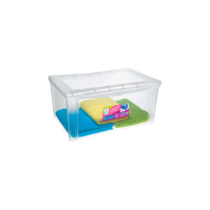 Caixa Organizadora com Tampa de Plástico Incolor Ordene 65L