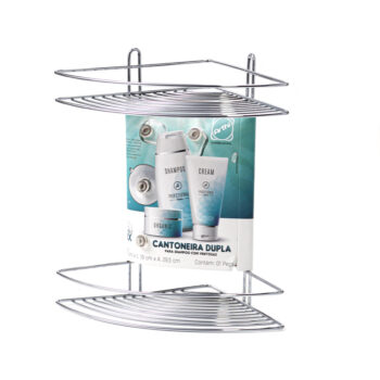 Porta Shampoo de Canto Duplo Cromado Arthi
