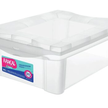 Caixa Organizadora com Tampa de Plástico Incolor Ordene 13,5L