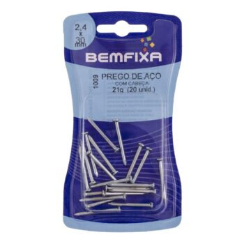 Prego de Aço com Cabeça 2,40x30mm Bemfixa 20 Unidades