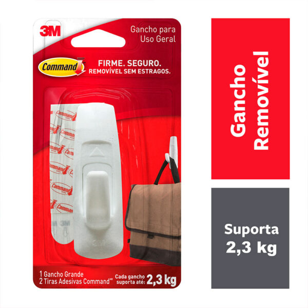 Gancho Adesivo Branco Command 3M até 2,3kg - Imagem 3